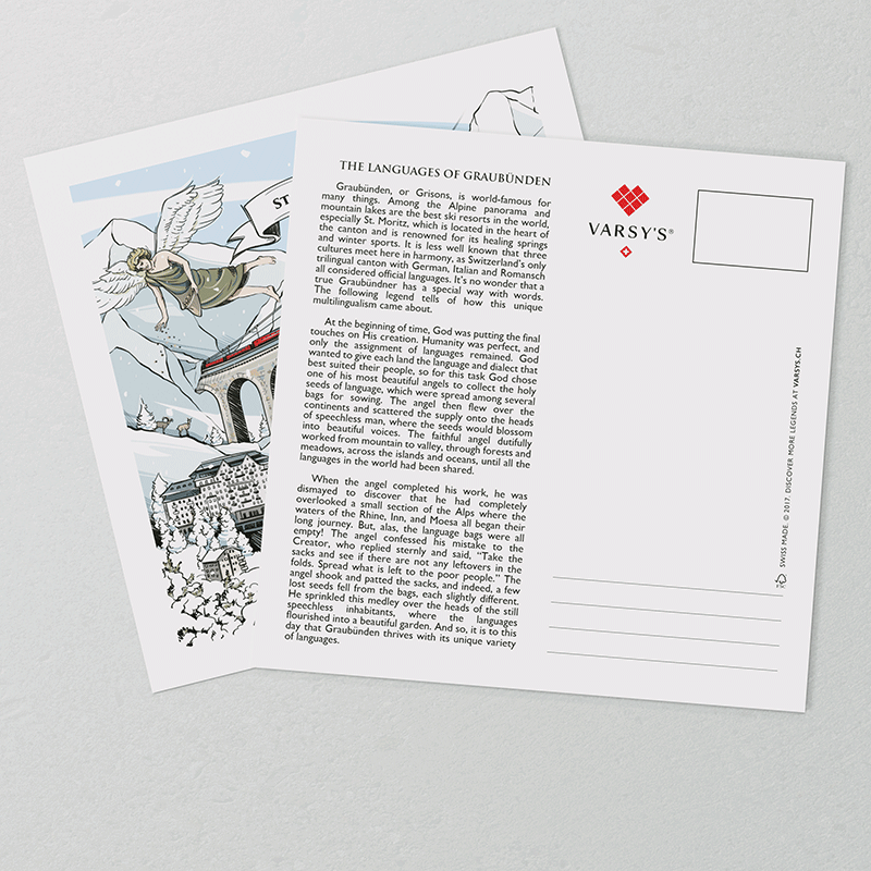 [:en]Swiss-made St. Moritz postcards have the full legend text and space for a note to a loved one on the back.[:][:de]In der Schweiz gefertigte St. Moritz-Postkarten haben den vollständigen Legendentext und Platz für eine Notiz an einen geliebten Menschen auf der Rückseite.[:]
