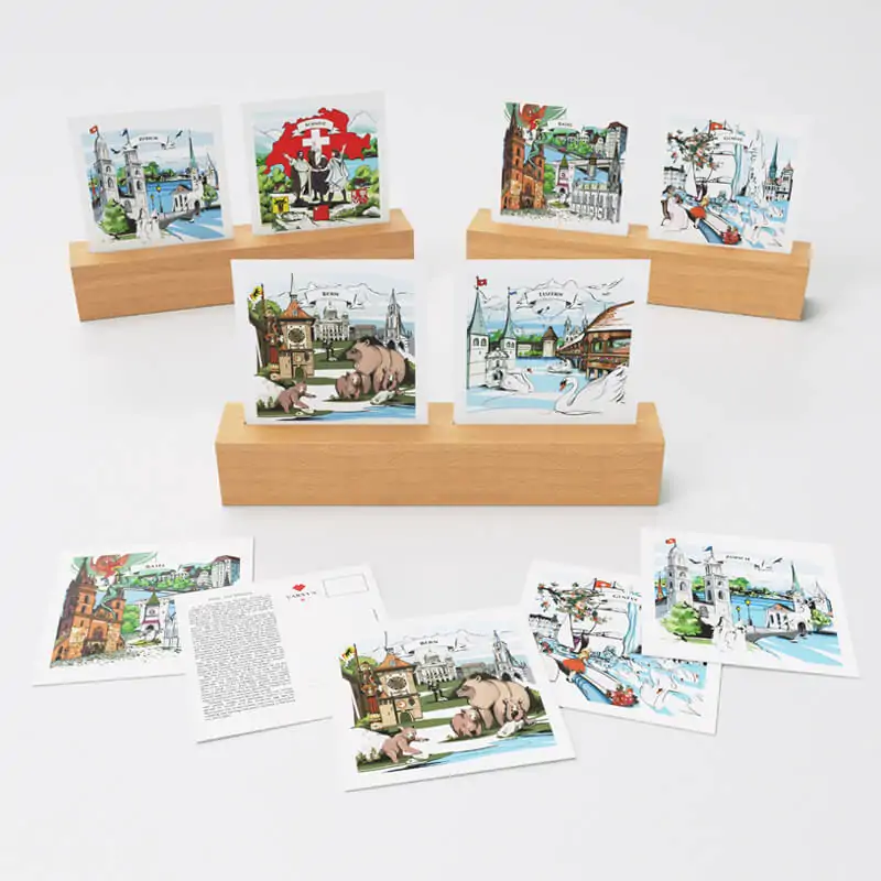[:en]Complete set of VARSY'S Swiss-made postcards - Share Swiss legends![:][:de]Das komplette Set von VARSY’S legendären Postkarten - Teilen Sie unsere Schweizer Legenden![:]
